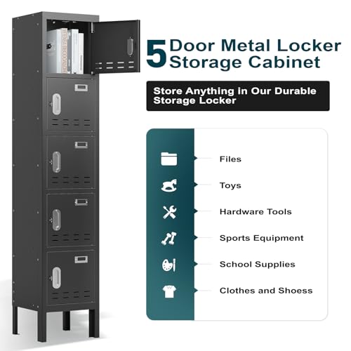 Metal Storage Locker with Door, Card Slot, 66" Height Steel Locker G612730