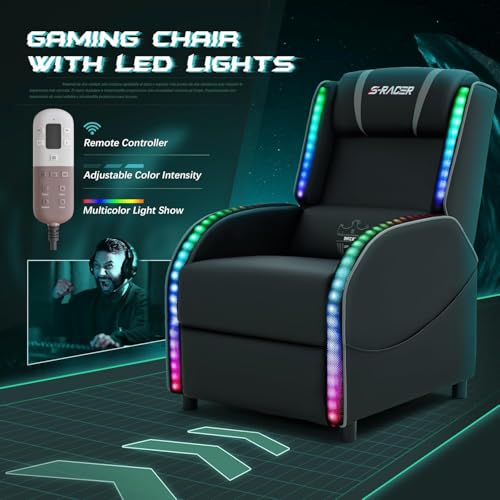 Grey LED Massage Recliner Chair N7241