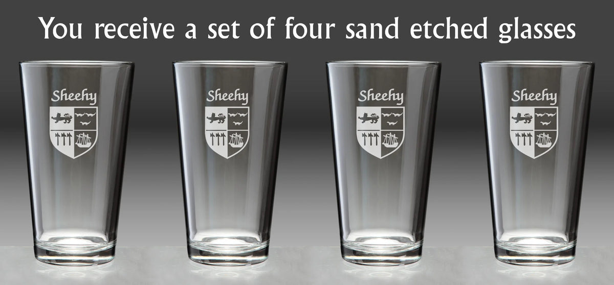 Irish Coat of Arms Pint Glasses Set of 4 I354