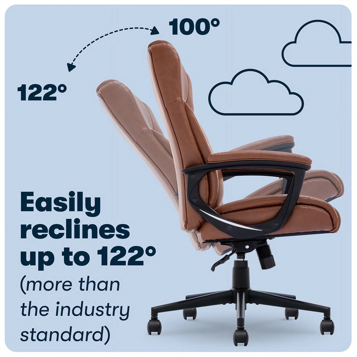 Executive Office Chair Cognac Bonded Leather A6569
