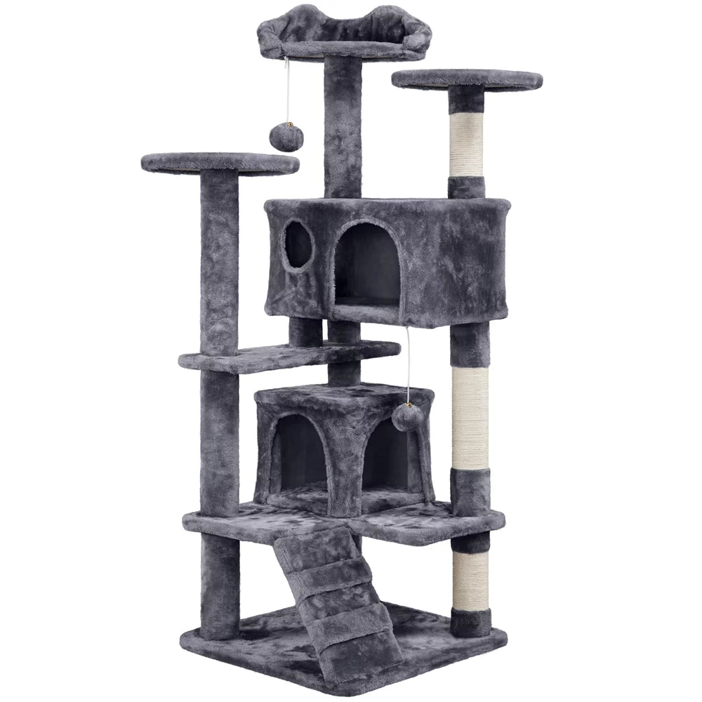 Dark Gray Cat Tree Condo with Scratching Post Tower M8915