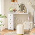 White Vanity Desk with 4 Fabric Drawers S996