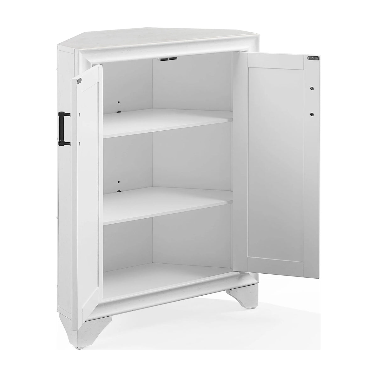 Distressed White Corner Storage Cabinet B14754