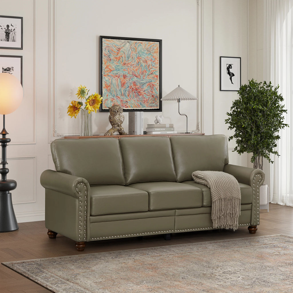 Grey Faux Leather Sofa R375464
