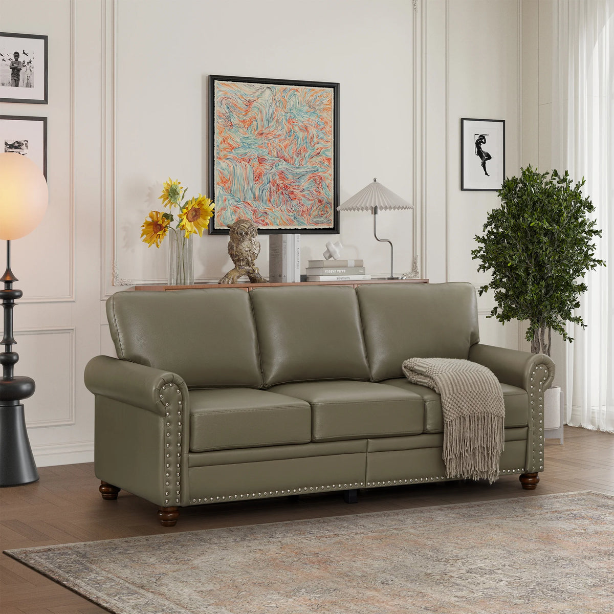 Grey Faux Leather Sofa R375464