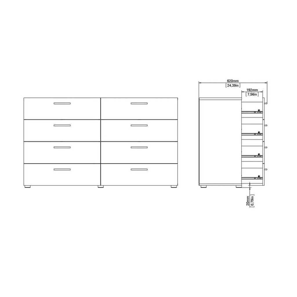 White 8 Drawer Engineered Wood Dresser X475