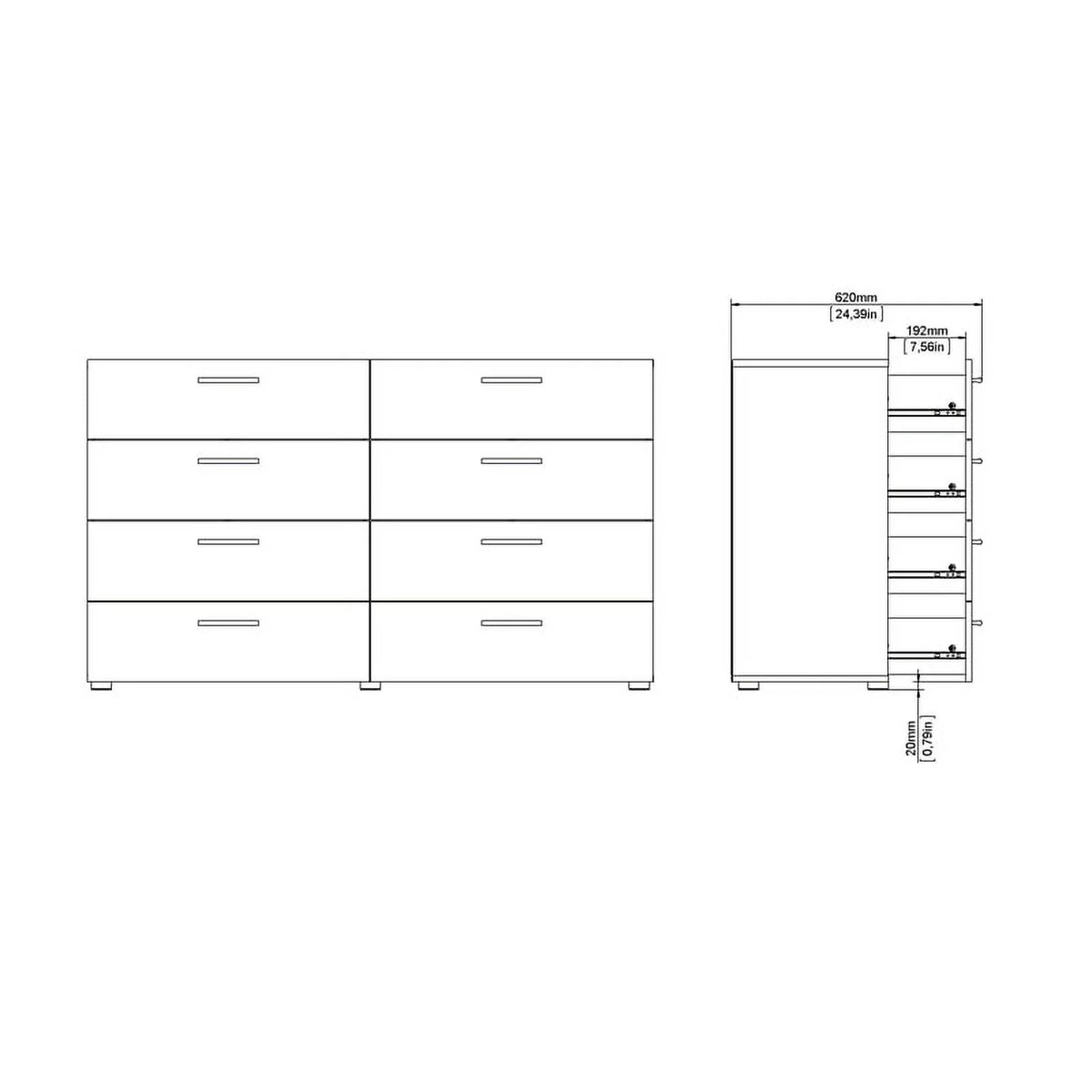 White 8 Drawer Engineered Wood Dresser X475