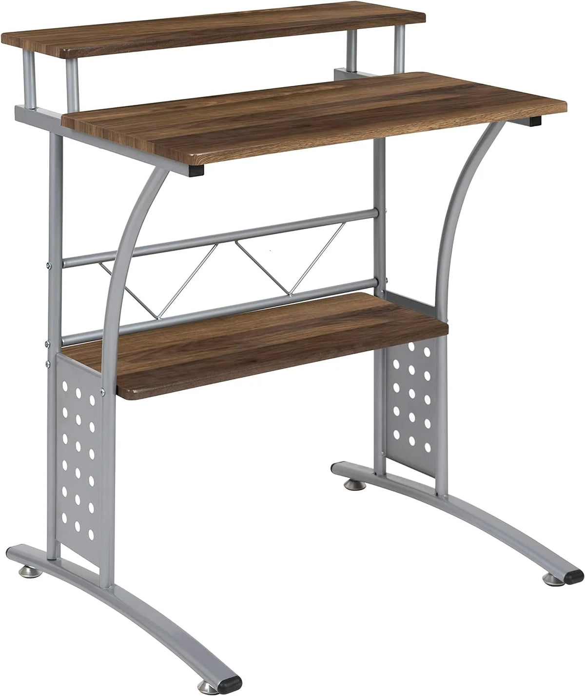 28 Inches Wide Computer Desk with Monitor Platform and Storage Shelf W3926