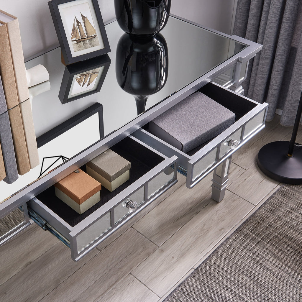 Mirrored Matte Silver Writing Desk V118