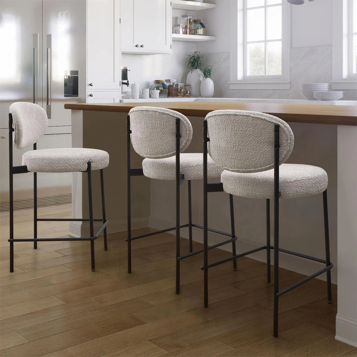 Cream Boucle Counter Stool D9309