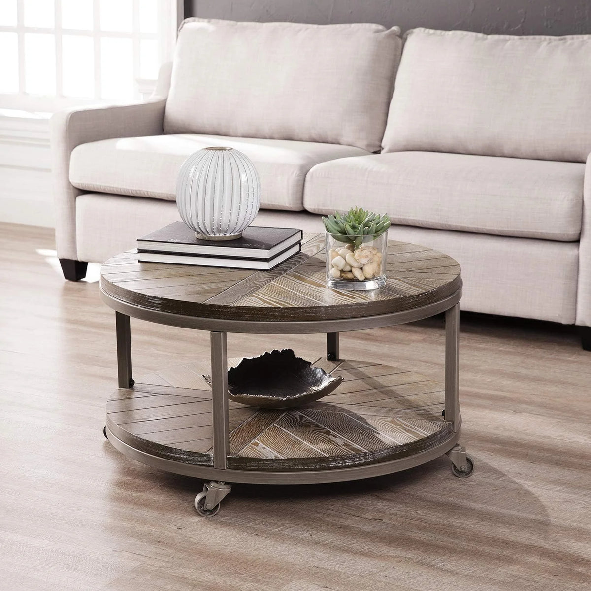 Round Industrial Coffee Table H69062