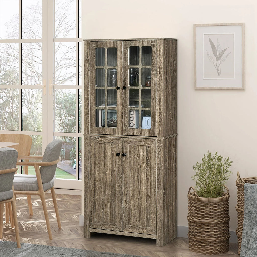 Kitchen Pantry Storage Cabinet with Glass Doors Z382350