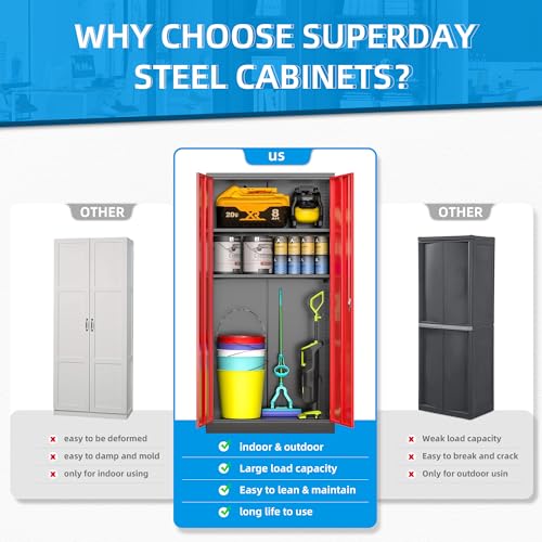 72" Black Steel Storage Cabinet with Lock J2465