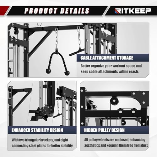 All-in-One Home Gym Equipment with 2200lb Load Capacity and 320lb Weight Stack A14715