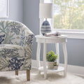 Round Indoor Accent Side Table with Shelf Z9997