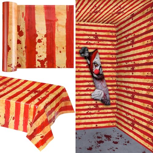 200 FT Red and White Striped Tablecloth Roll W451416