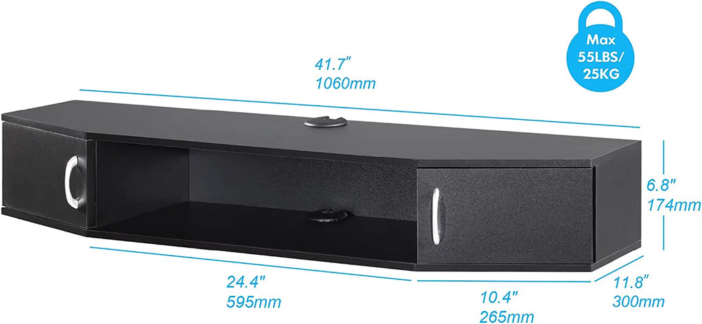 Floating TV Stand with LED Lights and Storage Cabinets X8815