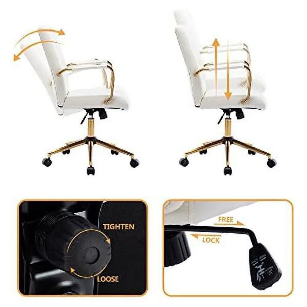 White PU Leather Office Chair with Wheels M66853