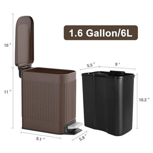 Slim Stainless Steel 6 Liter Trash Can with Lid Z339132