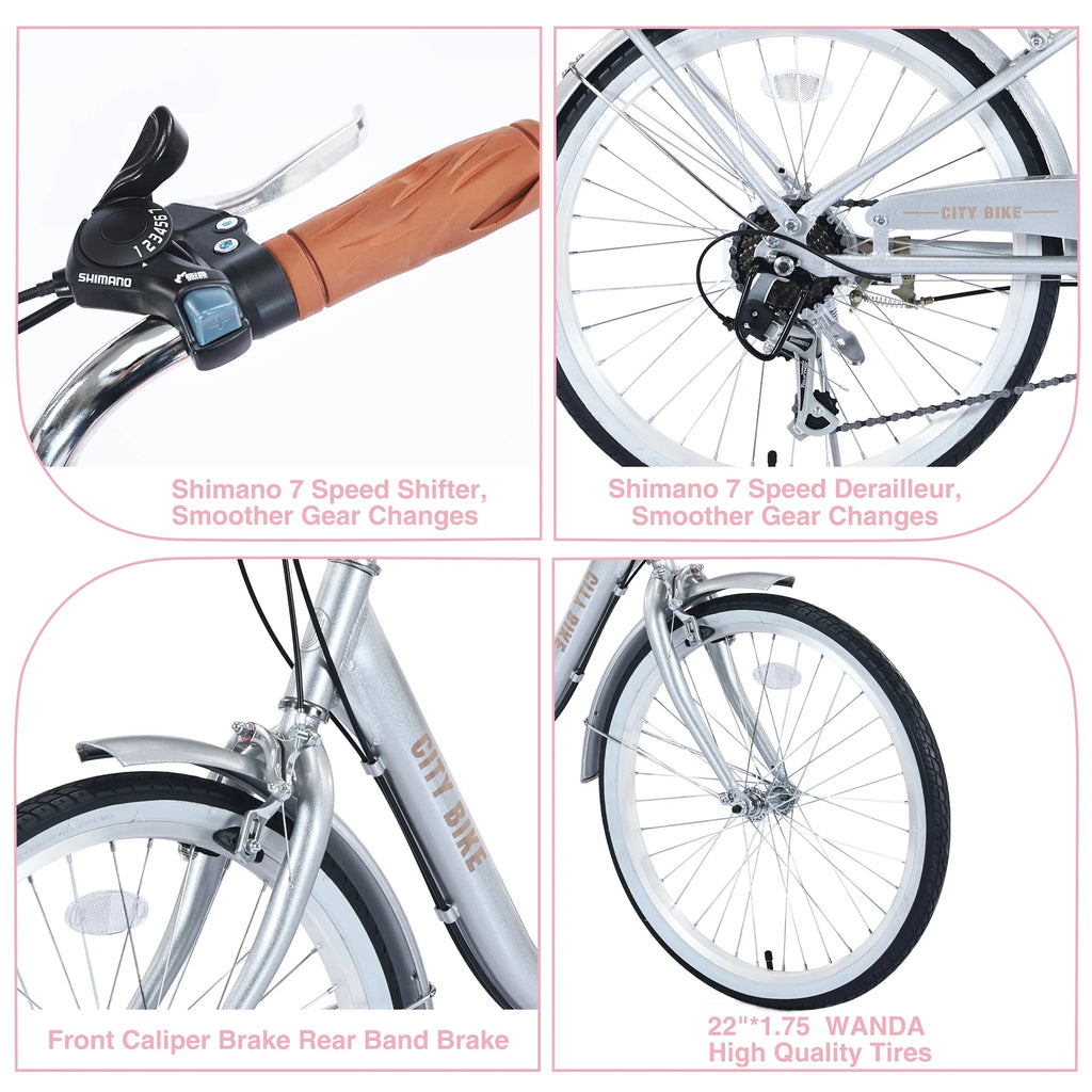 22 Inch Aluminum Alloy 7 Speed City Bike G1087