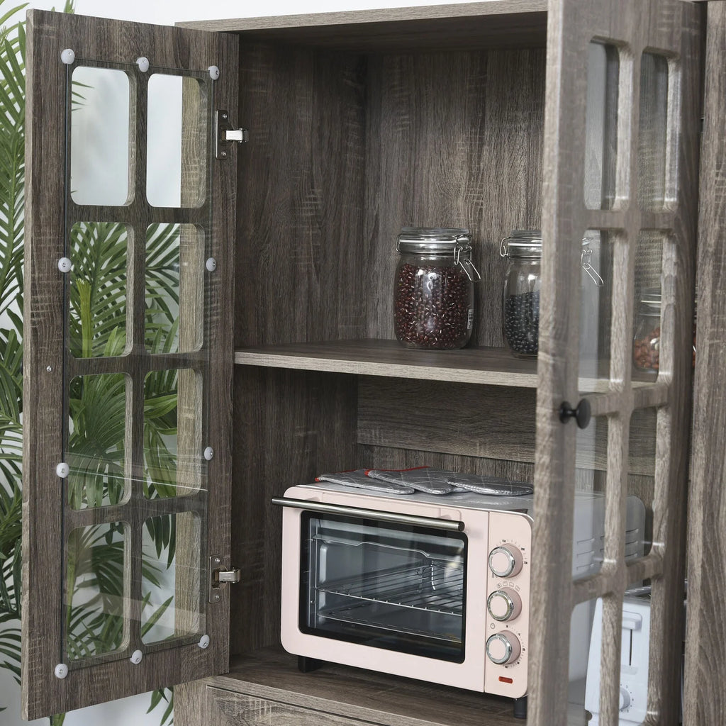 Kitchen Pantry Storage Cabinet with Glass Doors Z382350