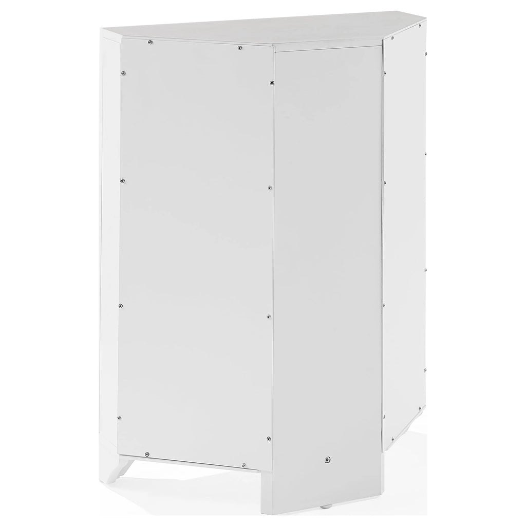 Distressed White Corner Storage Cabinet B14754