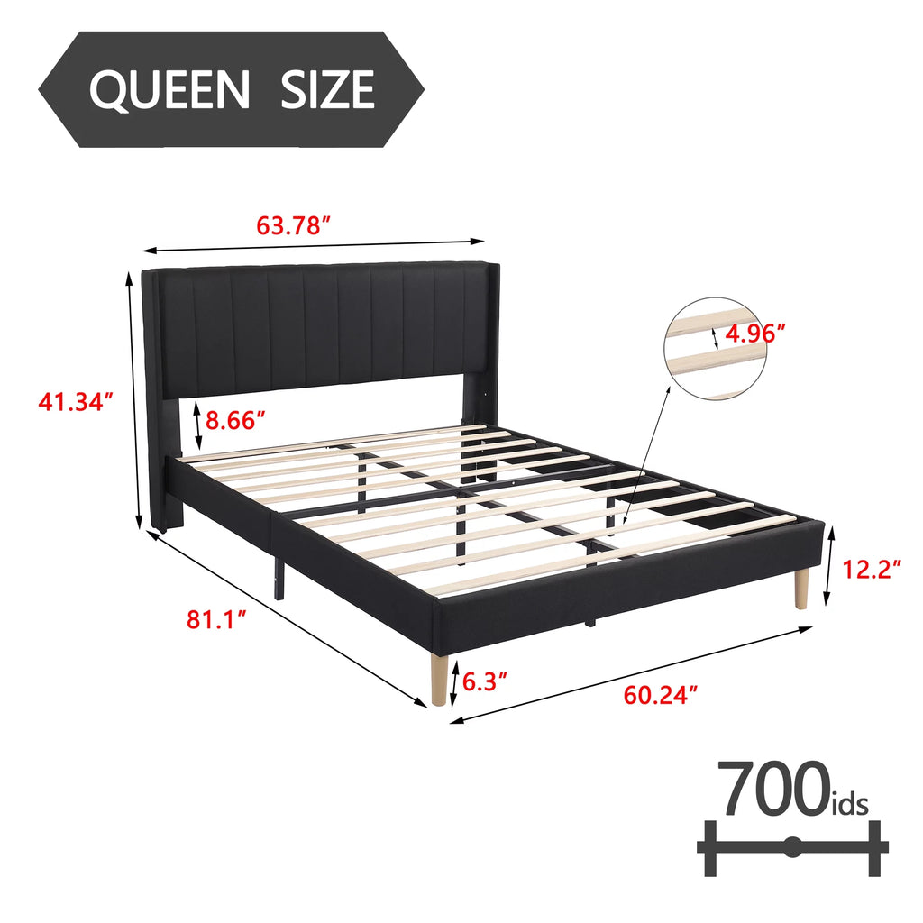 Queen Size Upholstered Platform Bed Frame Y4207