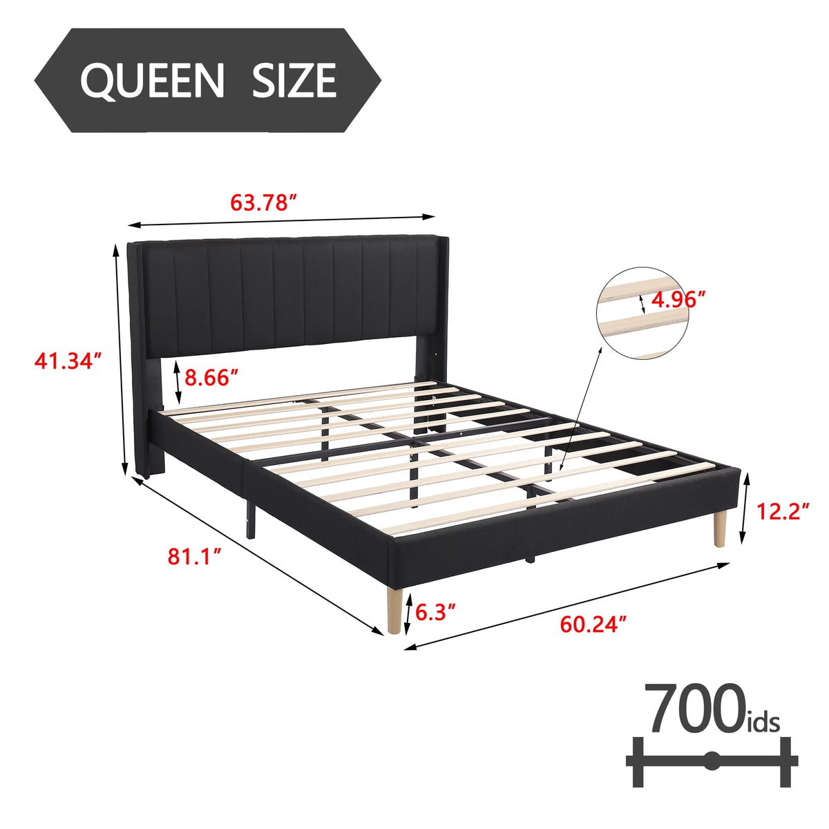 Queen Size Upholstered Platform Bed Frame Y4207