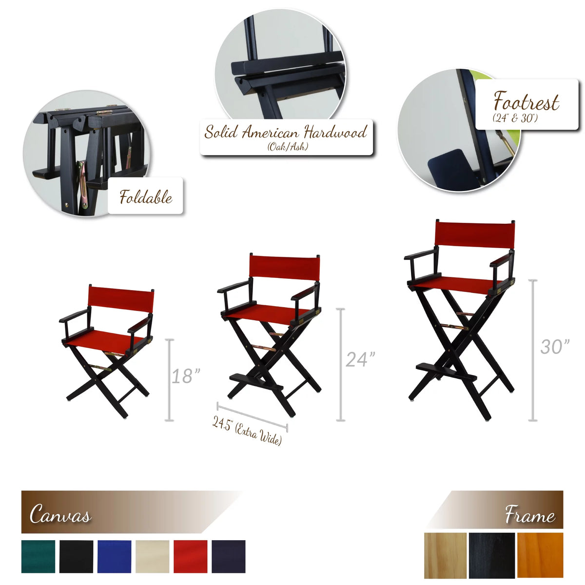 30 in. Hardwoods Bar Height Directors Chair A5094