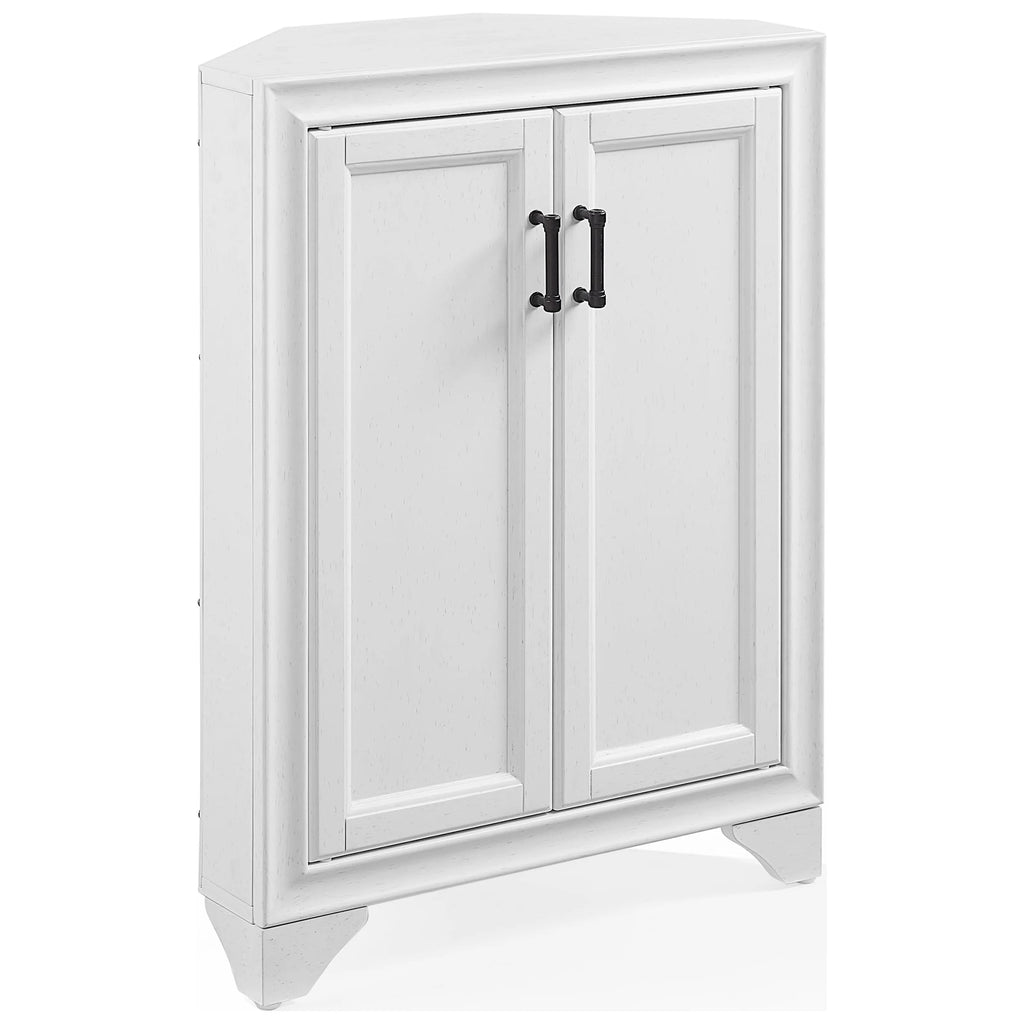 Distressed White Corner Storage Cabinet B14754