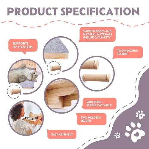 9-Piece Wooden Wall-Mounted Cat Furniture Set U466