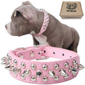 Adjustable Leather Spiked Studded Dog Collars J446