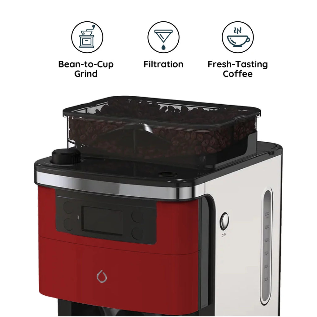Red Coffee Maker with Built-in Grinder W10858