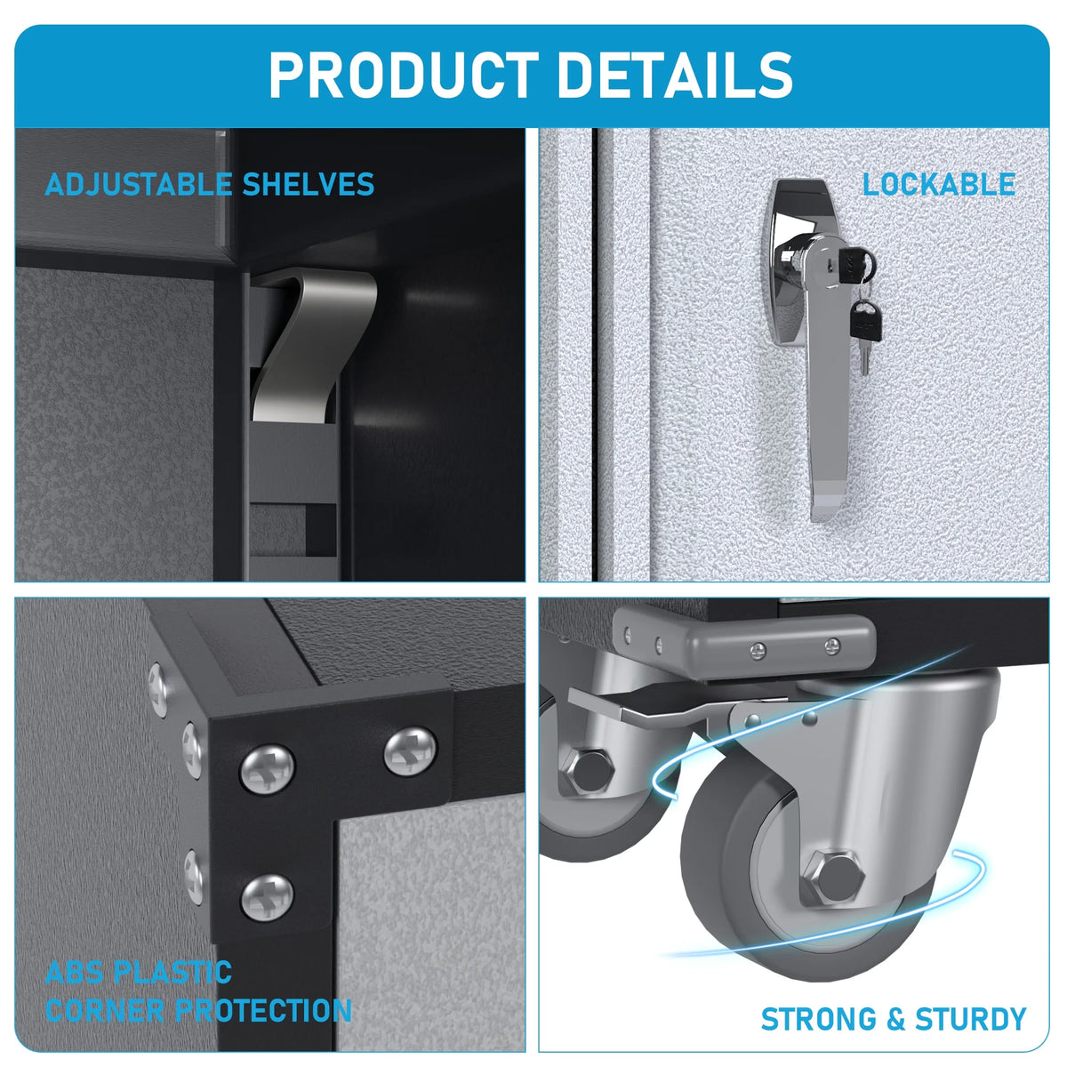 Metal Rolling Storage Cabinet with Hanging Rod S223