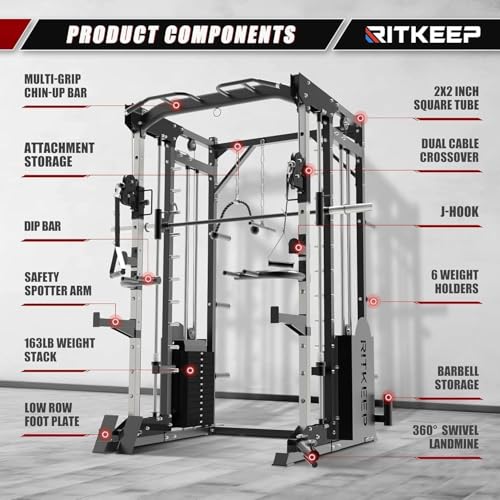 All-in-One Home Gym Equipment with 2200lb Load Capacity and 320lb Weight Stack A14715