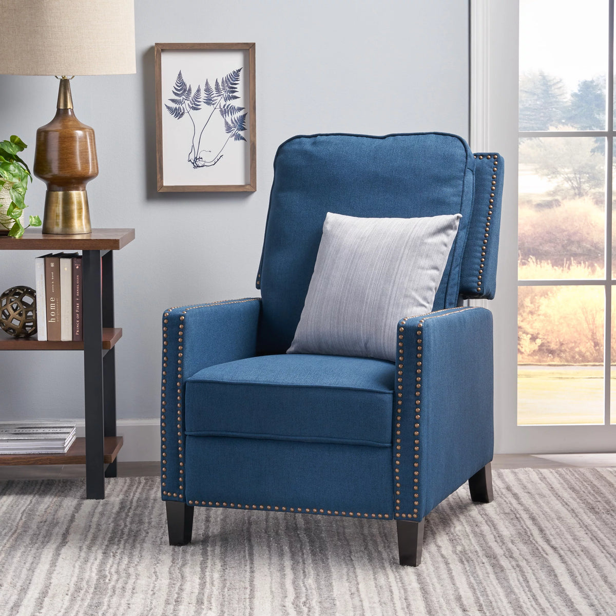 Navy Blue Fabric Recliner Y285060
