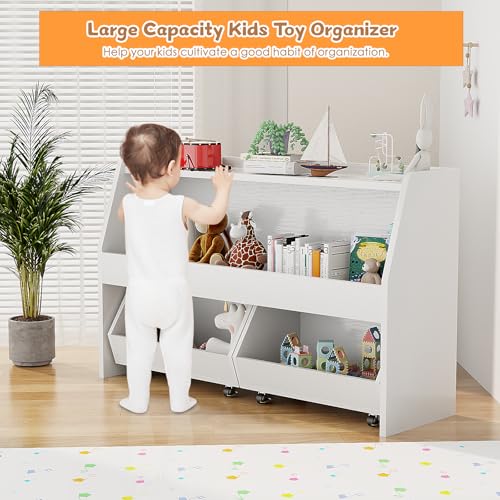 2 Tier Toy Storage Organizer with Movable Bins D703206