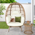Beige Wicker Egg Chair with Cushions I1997