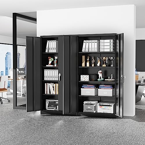 72" Black Steel Storage Cabinet with Lock J2465