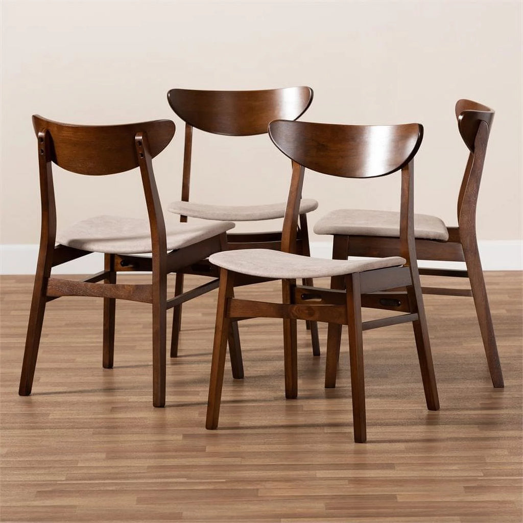 Beige Upholstered Wood 4-Piece Dining Chair Set E190798