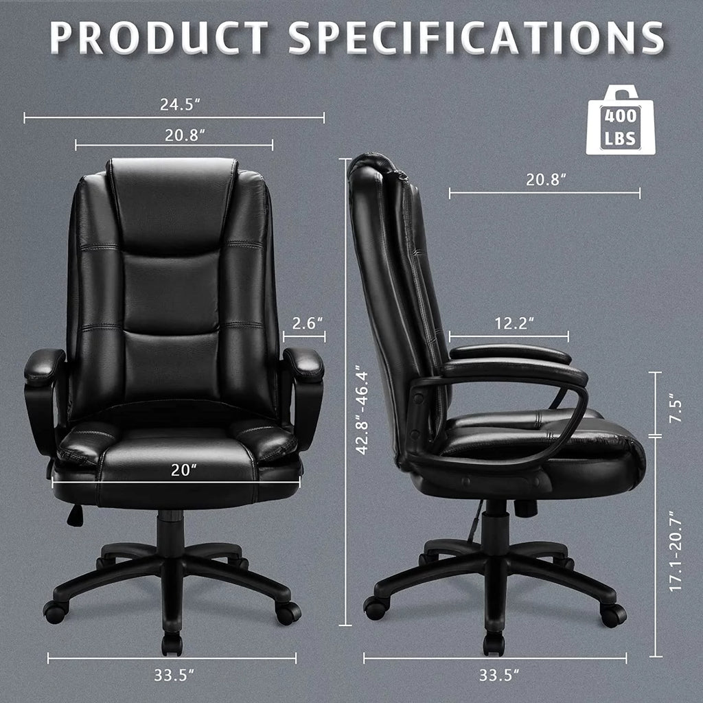 Big and Tall White High Back Ergonomic PU Leather Office Chair S6205