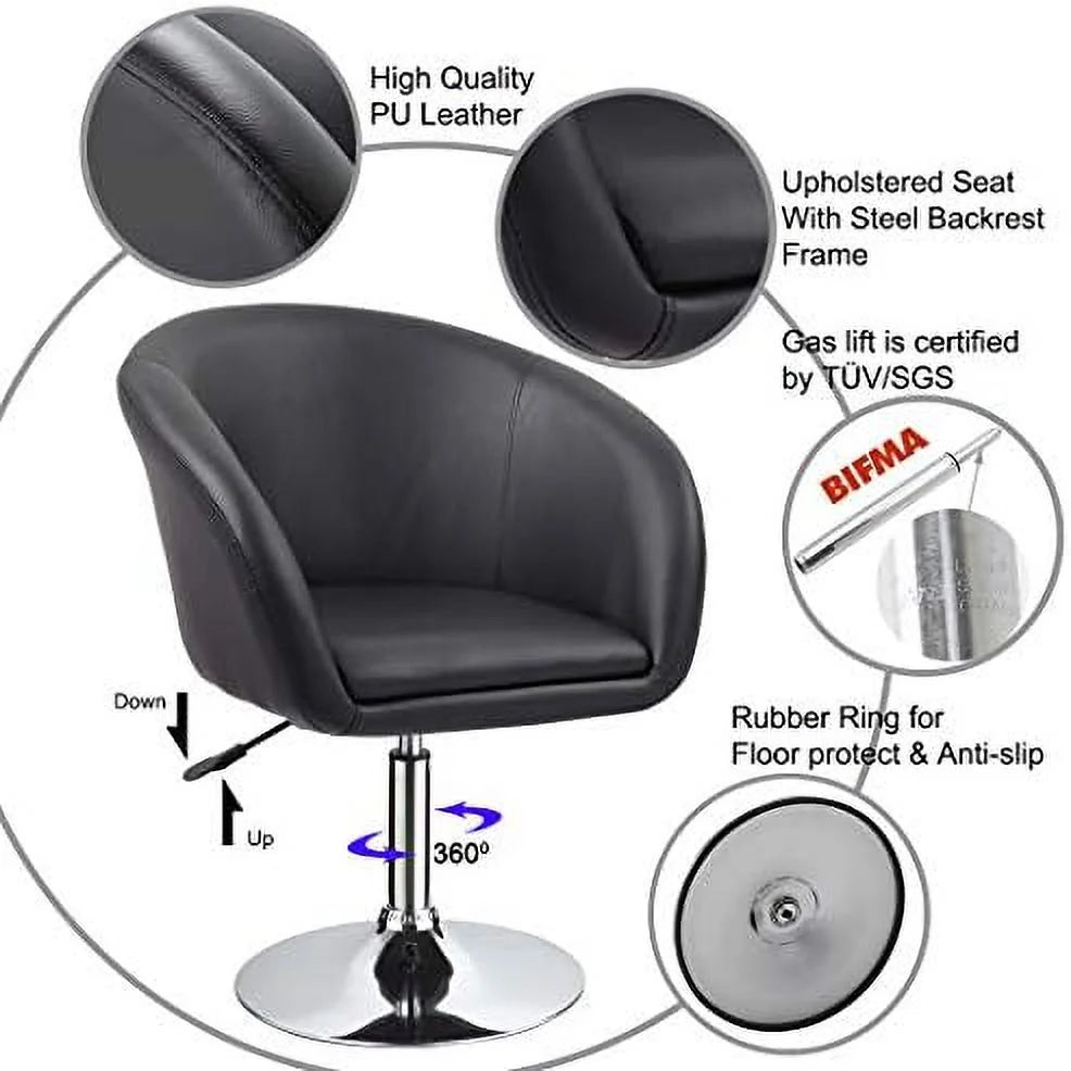 Black Jumbo Size PU Leather Round Swivel Chair J9900