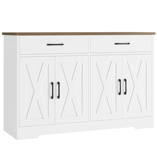 Black Rustic Brown Buffet Cabinet with Drawers and Shelves C267