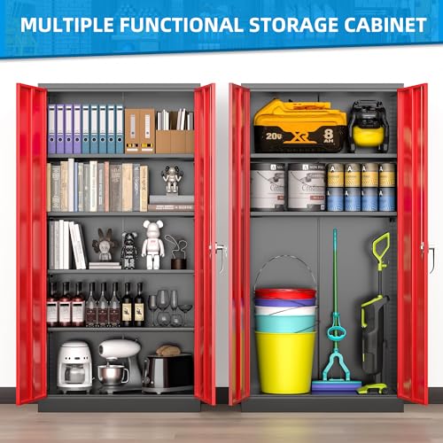 72" Black Steel Storage Cabinet with Lock J2465