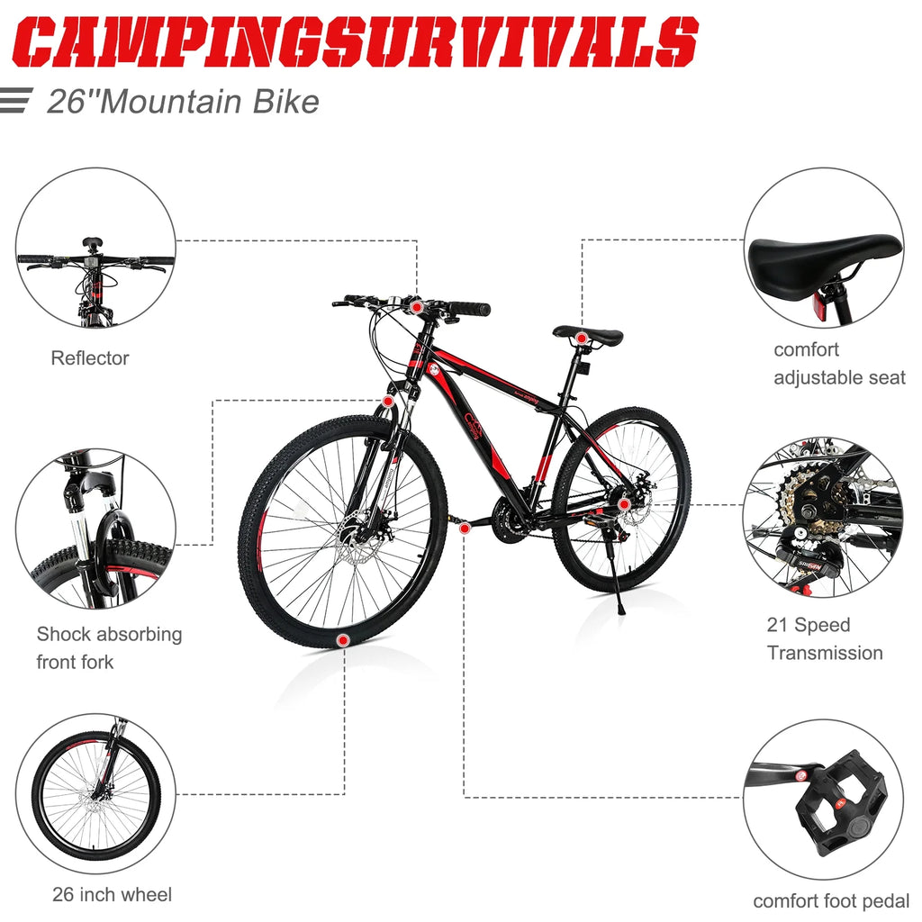 26in 21 Speed Steel Mountain Bike T7787