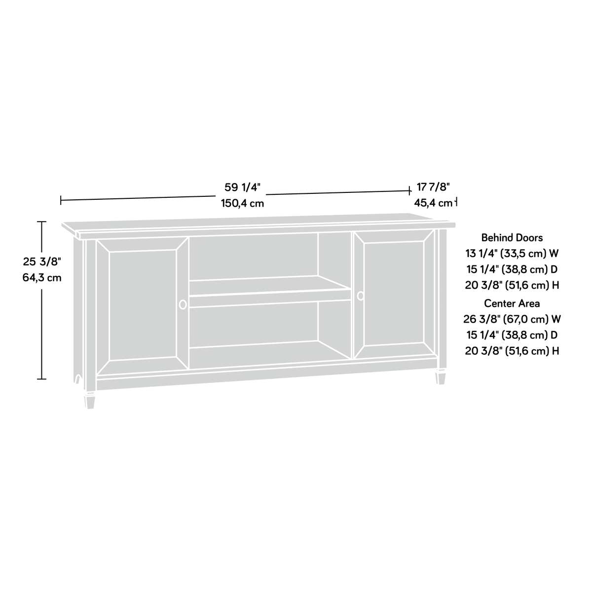 Chalked Chestnut Finish TV Stand with Shelves & Sliding Doors M79206