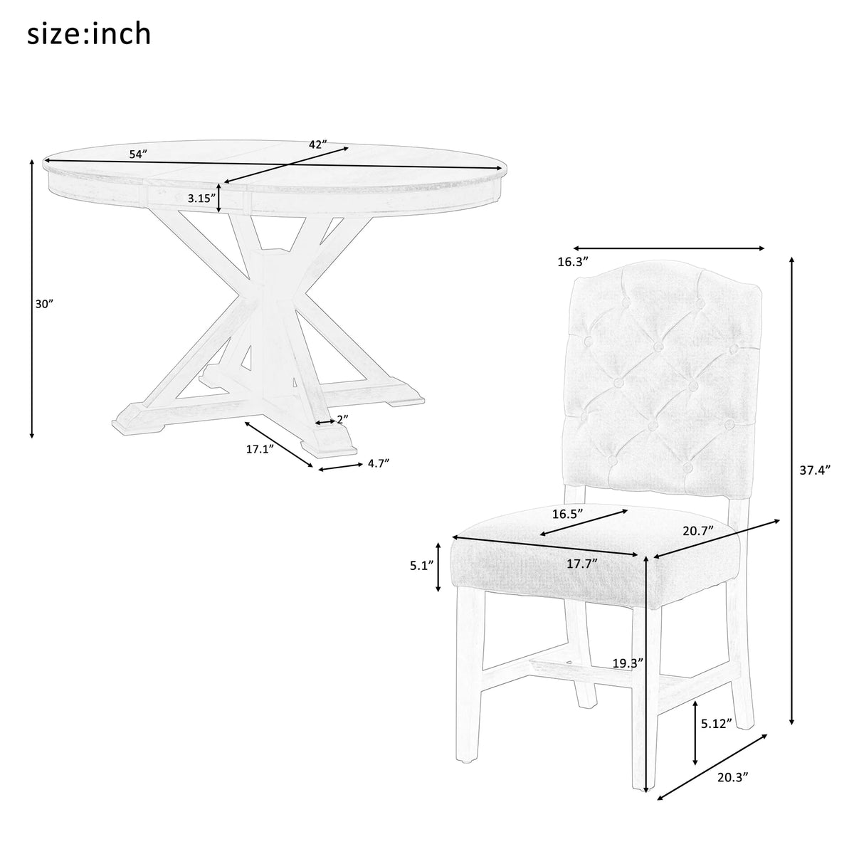 5-Piece Extendable Dining Table Set with Upholstered Chairs Z577