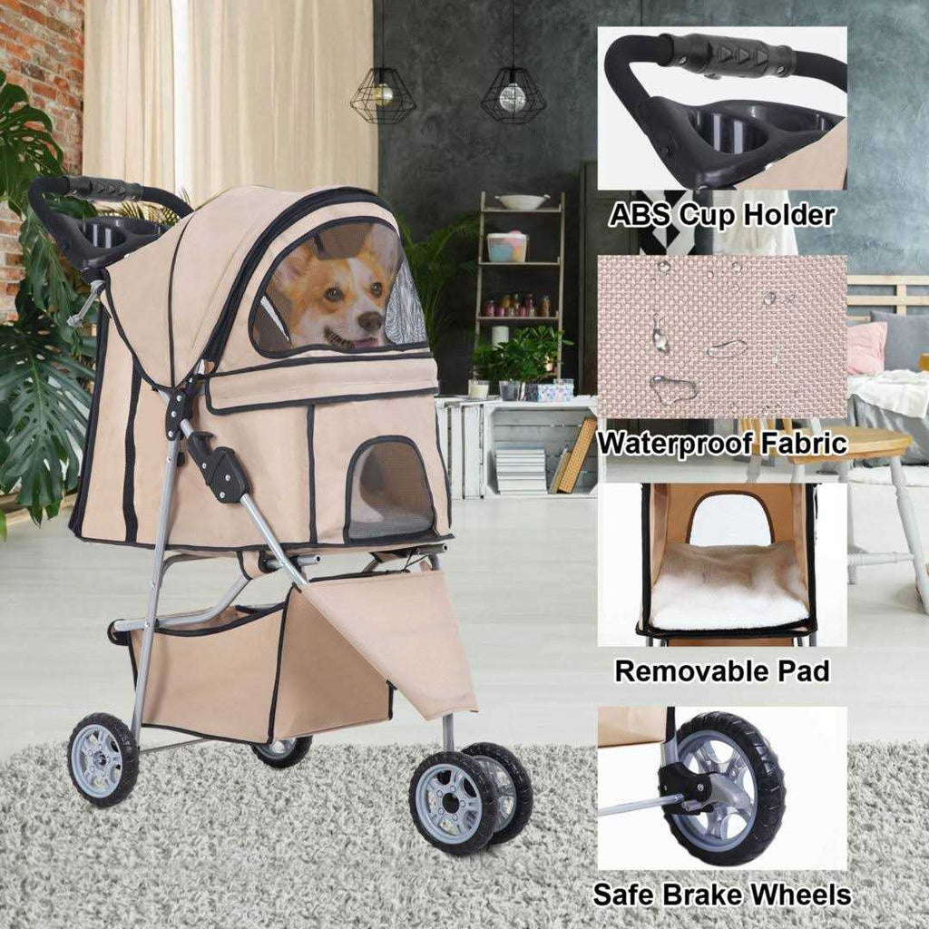 Pet Stroller Cat Dog Cage Folding Carrier W34100