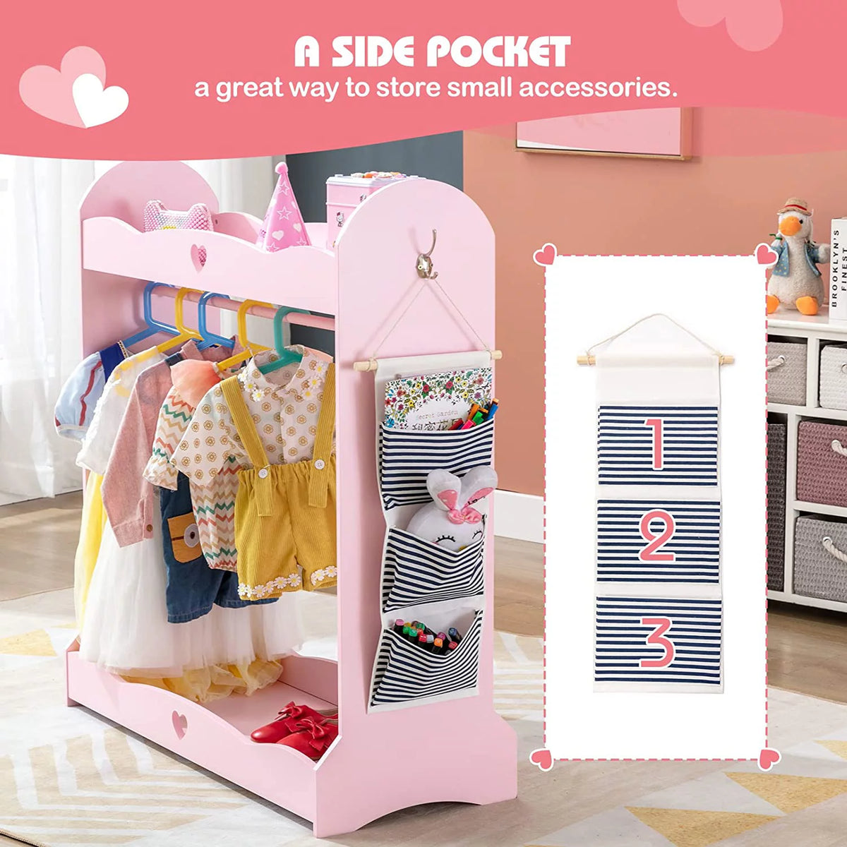 Kids Dress Up Storage Armoire Closet with Mirror A791