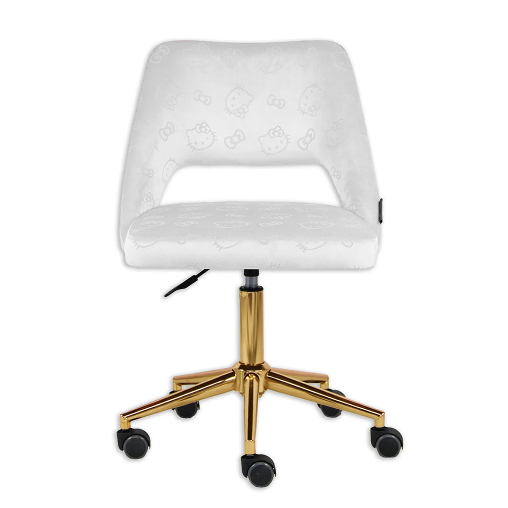 White Velvet Swivel Vanity Chair with Wheels N600238